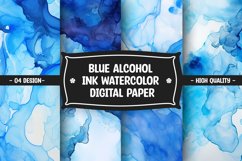 Blue alcohol ink watercolor digital paper Product Image 1