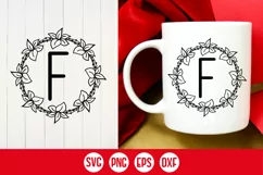 Floral Letter F monogram SVG, DXF, PNG, EPS. Product Image 1