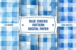 Blue Checks Pattern Watercolor Digital Paper Product Image 1