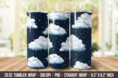Snowy Clouds Pattern Tumbler Wrap | 20 oz Tumbler Wrap Product Image 1