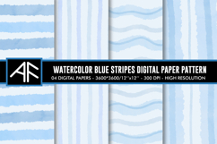 Watercolor Pink Stripes Digital Paper Patterns Product Image 1
