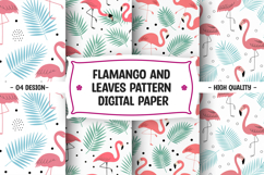 Flamingo and leaves seamless pattern digital paper Product Image 1