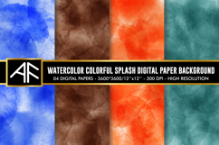 Watercolor Colorful Splash Digital Paper Background Product Image 1