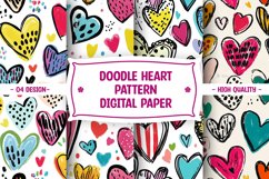 Doodle Heart Pattern Digital Paper Product Image 1