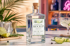 Gin Bottle Mockup PSD for Label Design Product Image 1