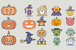 Cute Halloween Characters &amp; Symbols | Digital Clipart Set Product Image 1