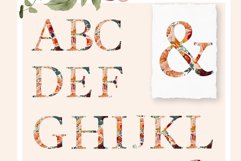 Autumn watercolor floral alphabet, abc png clipart Product Image 1