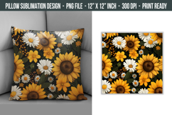 Daisy &amp; Sunflower Pillow | Throw Pillow Sublimation Product Image 1