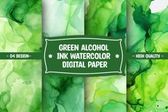 Green alcohol ink watercolor digital paper Product Image 1