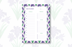 Watercolor Iris Daily Planner Template | Daily Planner Product Image 1