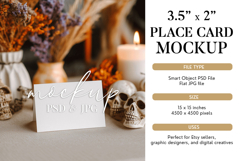Halloween 3.5x2 Tent Card Mockup PSD - Gothic Skulls Product Image 1