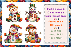 Patchwork Christmas Clipart. Snowman Sublimation Product Image 1