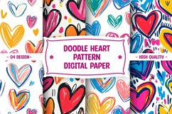 Doodle Heart Pattern Digital Paper Product Image 1