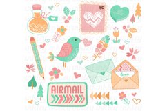 Valentine Typography Stamp Clipart - Bird and Object Product Image 2