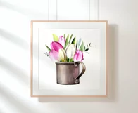 Watercolor tulips clipart.Spring flowers.Sublimation designs Product Image 7