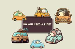 Cartoon Stickers of Different Cars PNG Clip Art Illustration Product Image 1