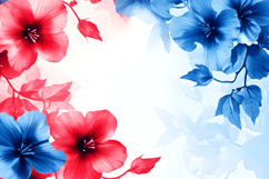 Red &amp; Blue Flower Border Background | Flower DIgital Paper Product Image 1