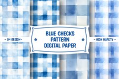 Blue Checks Pattern Watercolor Digital Paper Product Image 1