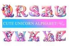 Cute Unicorn Alphabet Clipart | Unicorn Monogram Alphabet Product Image 5