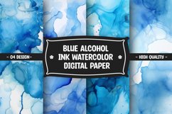 Blue alcohol ink watercolor digital paper Product Image 1