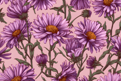 Aster Flower Pattern WallPaper | Aster Flower Background Product Image 1