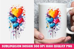 Valentine&#039;s day dripping hearts mug sublimation Product Image 1