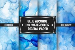 Blue alcohol ink watercolor digital paper Product Image 1