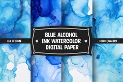 Blue alcohol ink watercolor digital paper Product Image 1