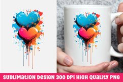 Valentine&#039;s day dripping hearts mug sublimation Product Image 1