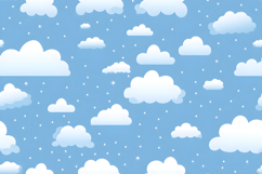 Snow Clouds Pattern Background | Cloud Digital Paper Product Image 1