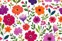 Whimsical Floral Pattern Background | Flower Digital Paper Product Image 1