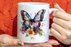 Butterfly with Daisy Flowers PNG Product Image 3