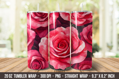 Watercolor Rose Tumbler Wrap | 20 oz Tumbler Wrap Product Image 1