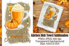 Autumn Drink| Autumn Kitchen Towel Sublimation Product Image 1