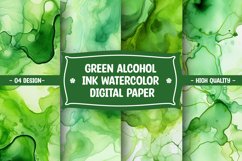 Green alcohol ink watercolor digital paper Product Image 1
