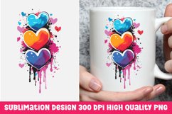 Valentine&#039;s day dripping hearts mug sublimation Product Image 1