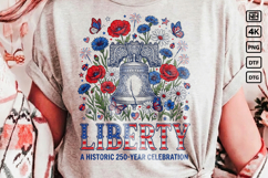 Liberty Bell 250 PNG, Floral USA 250th Anniversary Product Image 1