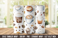 Watercolor Coffee Tumbler Wrap | 20 oz Tumbler Wrap Product Image 1