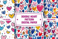 Doodle Heart Pattern Digital Paper Product Image 1