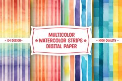 Colorful watercolor strips digital paper Product Image 1