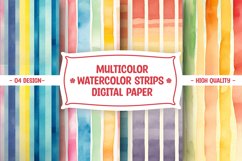 Colorful watercolor strips digital paper Product Image 1