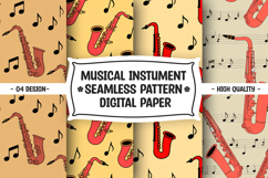 Seamless Saxophone Music Pattern Digital Paper Product Image 1