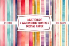 Colorful watercolor strips digital paper Product Image 1