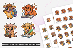 Cute cow back to school sticker, printable sticker PNG Product Image 1