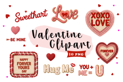 Valentine Clipart Knit Hearts &amp; Sweet Love Quotes PNG Product Image 1