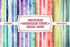 Colorful watercolor strips digital paper Product Image 1