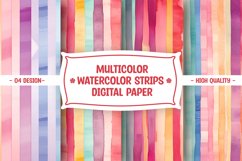 Colorful watercolor strips digital paper Product Image 1
