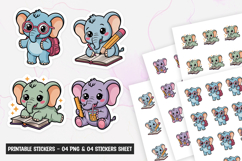 Cute elephant back to school sticker, printable sticker PNG Product Image 1
