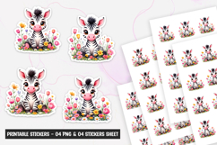 Cute zebra sticker, Sticker, printable sticker Product Image 1