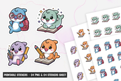 Cute dolphin back to school sticker, printable sticker PNG Product Image 1